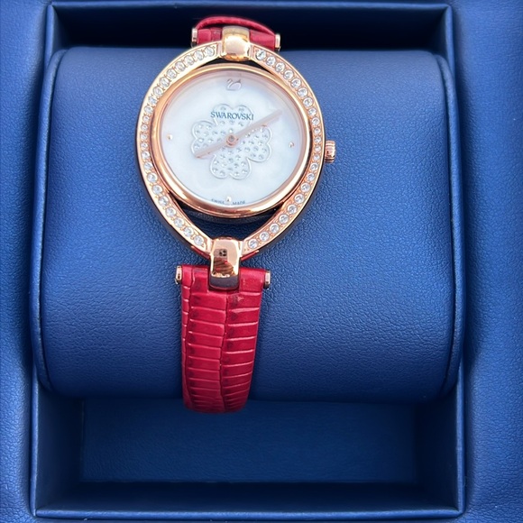 New Swarovski Stella Women's Watch Leather Strap LS Red 29 mm 5421822 - Picture 15 of 16